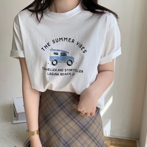 夏季重磅纯棉短袖t恤女韩版内搭女装正肩上衣打底衫服装白色t外贸