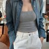 时简 U领修身带胸垫背心女2024春季新款细肩带美背吊带上衣25368