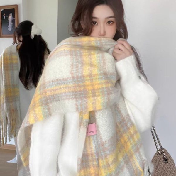 2025新款马海毛围巾女秋冬季韩系高级感百搭美拉德仿羊绒保暖披肩