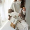 高领毛衣女款高端日韩简约纯色套头打底衫2023早秋高级感针织衫