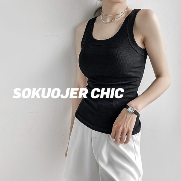 维多利亚同款纯棉螺纹内搭防走光大码工字背心女外穿打底外搭吊带