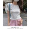 白色正肩t恤女短袖短款夏季纯棉修身显瘦纯白体恤基础款打底上衣