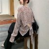 慵懒高级感针织上衣韩系温柔女春秋后背蝴蝶结露背春款上衣女圆领