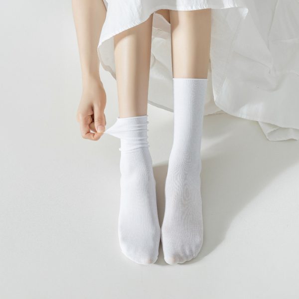 春夏款氧气棉袜纯色百搭中筒堆堆袜子柔软舒适吸汗jk袜子女士批发