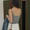 时简 U领修身带胸垫背心女2024春季新款细肩带美背吊带上衣25368