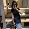 现货穿搭白色t恤女正肩短袖春夏季圆领显瘦百搭纯棉叠穿打底上衣