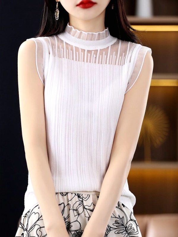 抖音同款背心吊带女打底蕾丝半高领领打底衫拼接内搭爆款服装批发