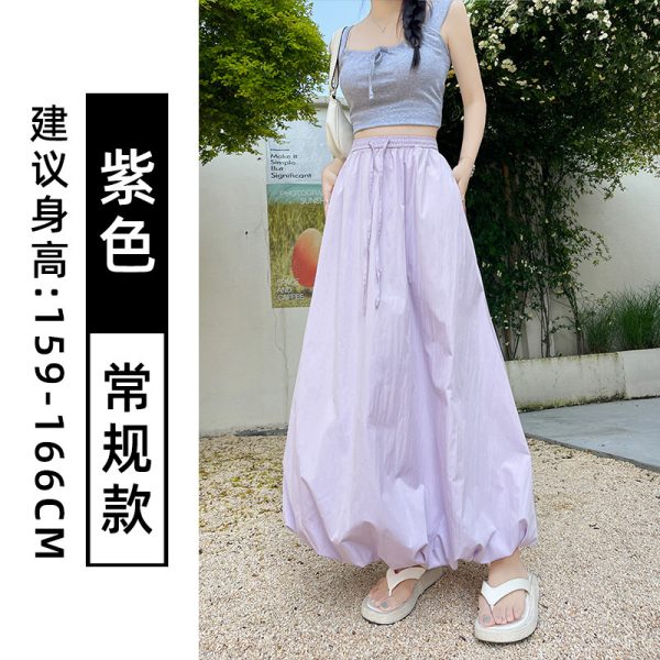 白色花苞半身裙女夏季宽松伞新款高腰显瘦字裙半裙中长款蓬蓬裙