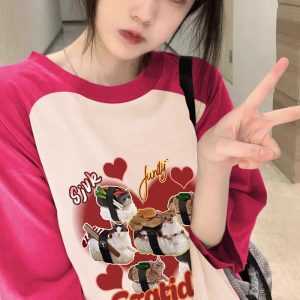 胖妹妹mm纯棉插肩短袖t恤女夏季宽松240斤大码设计感小众洋气上衣