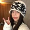 渔夫针织帽子女秋冬季毛绒复古毛线帽保暖护耳大头围冷帽男包头帽