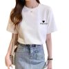 2024夏季新款纯棉宽松短袖t恤女韩版女装圆领印花打底衫地摊批发