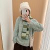 新款秋冬彩虹条纹羊毛混纺围巾女小众细长针织撞色渐变百搭潮围脖