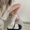 春夏款拼接针织堆堆袜女奶白色miu风ins潮袜走秀款薄透小腿袜子