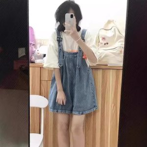 牛仔背带短裤女百搭2025春夏新款韩版阔腿裤薄款宽松显瘦短裤休闲